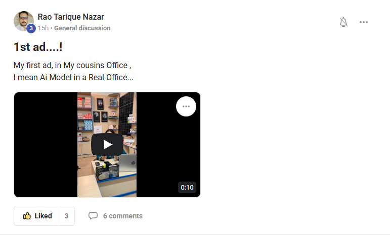 Student review: 1st Ad — AI Model in a Real Office