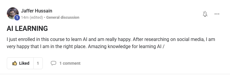 Student review: AI Learning — Right Place