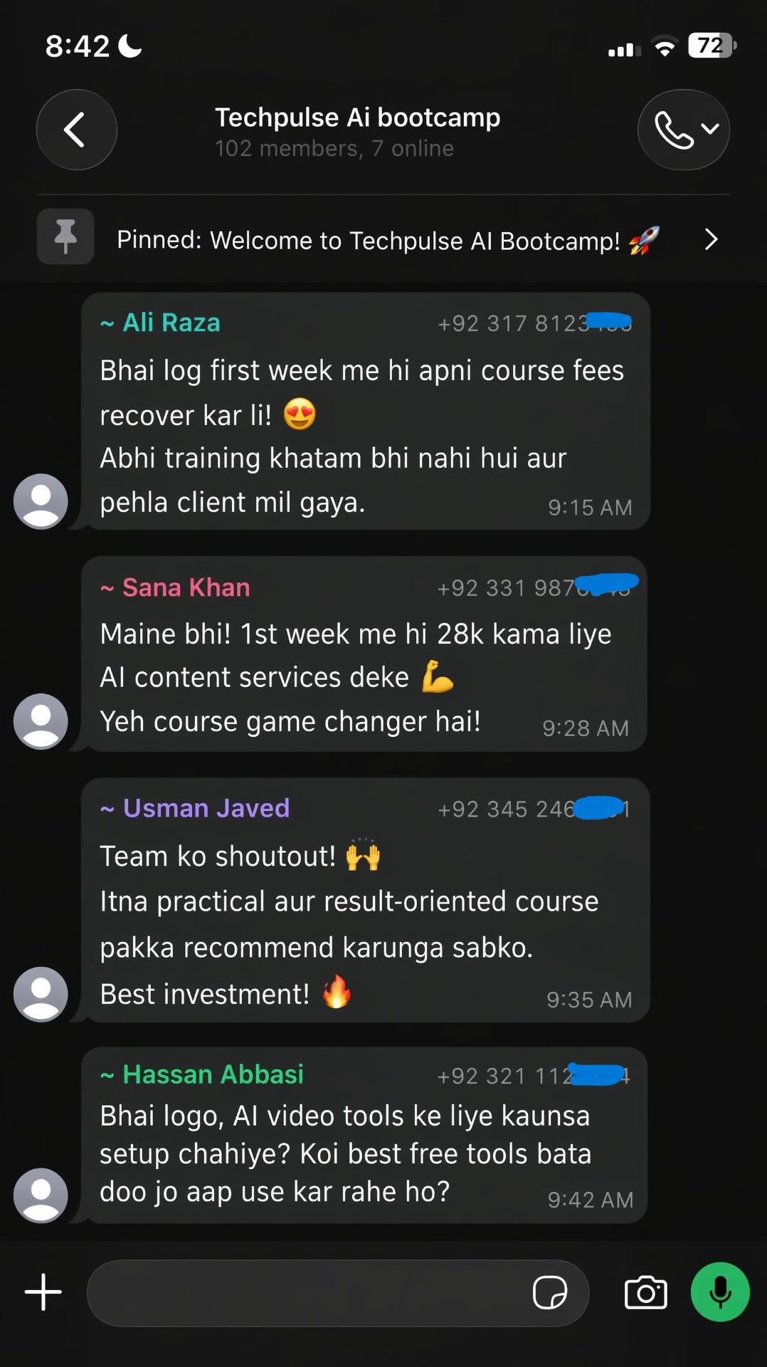 WhatsApp student chat
